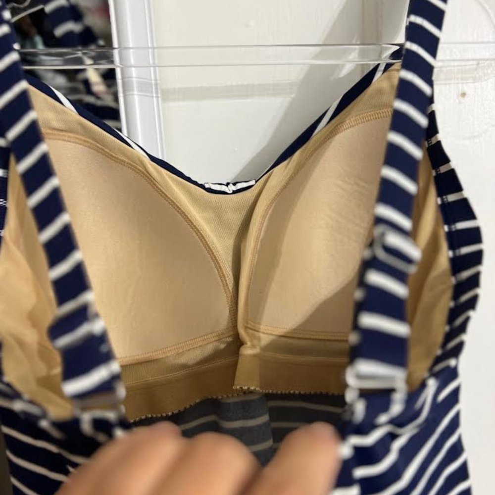 L.L. Bean Navy and White Striped Tankini Top - Size 14 - Picture 4 of 7